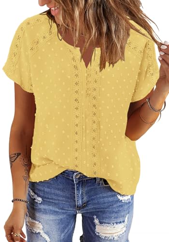 BETTE BOUTIK Women Summer Shirts Short Sleeve V Neck Tops Fashion Casual Blouses