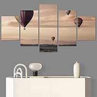 SIGNWIN 5 Panel Canvas Wall Art Modern Art Expressive Hot Air Balloon Minimalist Multicolor Photography Transportation for Home Decorations Ready to Hang - 60