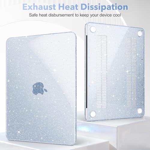 Image of May Chen Compatible with MacBook Neo 13 inch Model A3404 2026 Release, Slim & Lightweigh Frosted Finish Protective Case with Keyboard Cover&Screen Protector, Glitter Blue