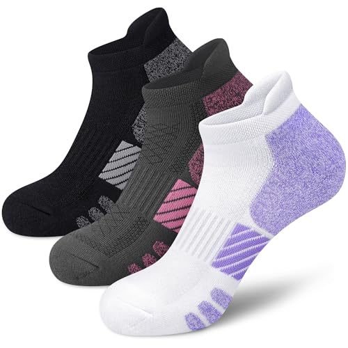 WISVOOO Ankle Socks Women Anti-blister Breathable Running Athletic Cushioned Socks 3/6 Pairs