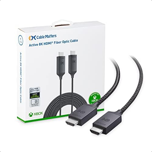 [Ultra High Speed HDMI Certified] Cable Matters Active 8K @60Hz Fiber Optic HDMI Cable 5m - Supporting 8K@60Hz 4K@120Hz HDR - Designed for Xbox, Compatible with PS5, Apple TV, PC