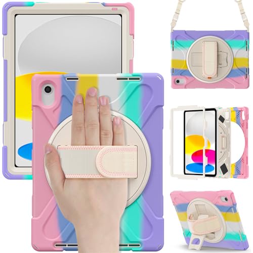 Coque iPad 11e génération antichoc double silicone rigide avec sangle épaule