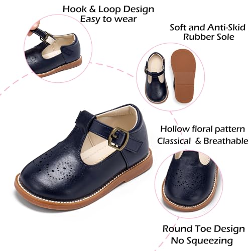 Image of PHIRAMIN Toddler Girl Mary Jane Student Oxford Shoes-Little Girl School Uniform Shoes for Wedding Party