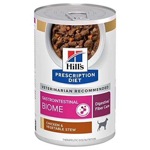Hill's Prescription Diet Gastrointestinal Biome Digestive/Fiber Care Chicken & Vegetable Stew Wet Dog Food, Veterinary Diet, 12.5 oz. Cans, 12-Pack Cover