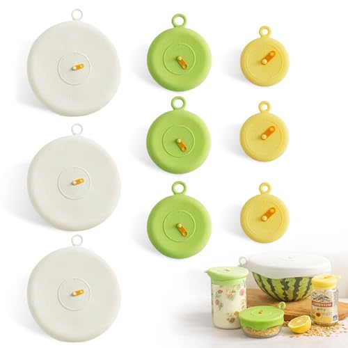 OFFAXE Lot de 9 Couvercles Silicone Alimentaire, Extensibles, Étanches, Résistants à la Chaleur, Passe au Lave-Vaisselle pour Bols et Bocaux