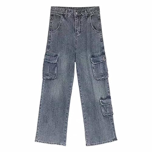 Baggy Cargo Jeans for Women Y2k Vintage Denim Pants Washed