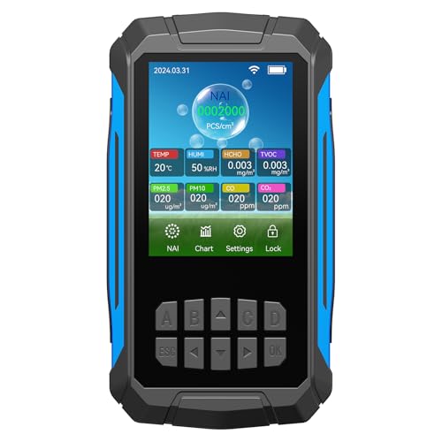 Garosa Monitor de Calidad del Aire, Detector Interior para Iones Negativos CO2 PM2.5 PM10 VOC, Temperatura y Humedad para el Hogar, Oficina, Escuela y Coche (Black)