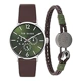 Ted Baker Gents Brown Leather Strap Watch & Leather Bracelet Box Set (Model: BKGFW23069I)