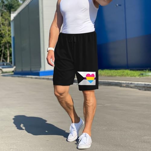 Panromantic Pride Flag Pajama Shorts for Men, Men's Pajama Bottoms, Sleepwear for Summer4
