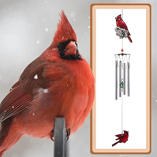 Gardenvy Cardinal Bird Wind Chime, Red Bird Wind Chimes Outdoor Decorations, Garden Backyard Church Hanging Decor #TOP1