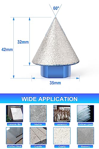 Diamond Beveling Chamfer Bits 35Mm, 3/8"-11 Diamond Countersink Drill Bit For Angle Grinders, For 0-35Mm Hole Enlarging Trimming In Granite Marble Tiles #TOP5