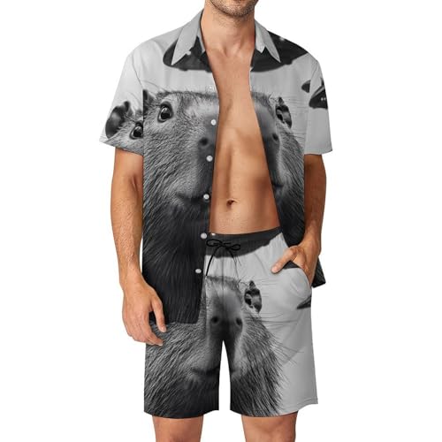 Aliens Capybara Hawaiian Shirt And Shorts 2 Piece Summer Shirt for Vacation Casual Beach Suits