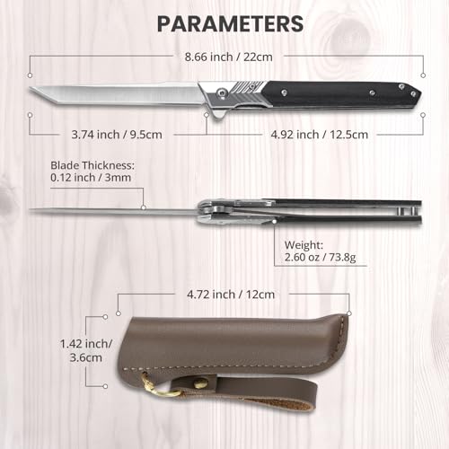 Image of ITOKEY EDC Pocket Knife for Men, Slim Folding Tanto Knife