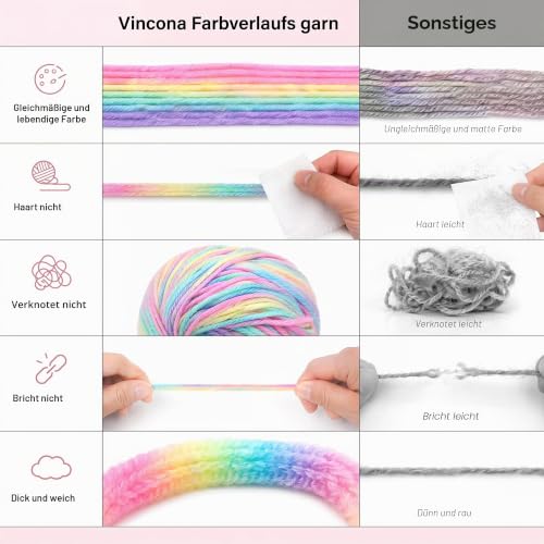 Vincona Buntes Häkel- und Strickgarnset 5x50g – Bild 4