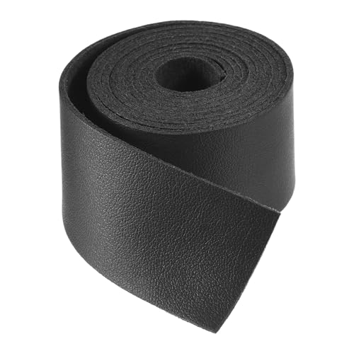 DMiotech Black Faux Leather Strap 1.2 Inch Wide 39 Inch Long Flat Leather Belt Strip 1.3mm Thick Single Sided Cord for Arts Craft DIY, Traction Ropes, Bag Straps