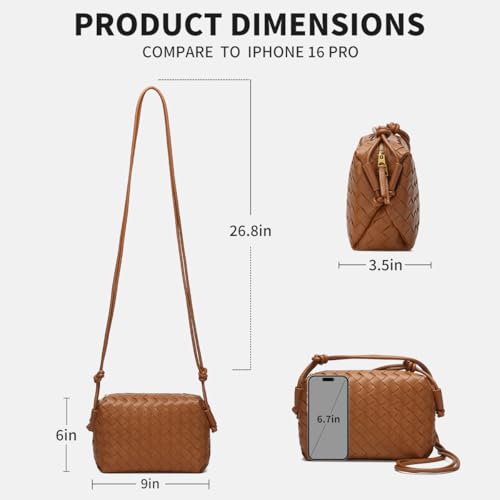 Image of Woven Crossbody Bags for Women Handmade Woven Purse Shoulder Bag Small Handbag PU Leather Purses Bag