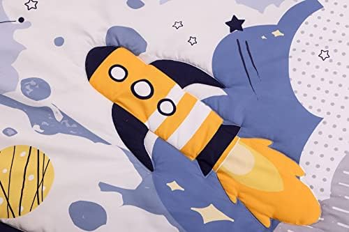 HMtideby Baby Toddler Blanket Quilt Cot Comforter Crib Baby Quilts for Boys and Girls Nursery Bed Throw Blanket 84x107cm-Blue Rocket