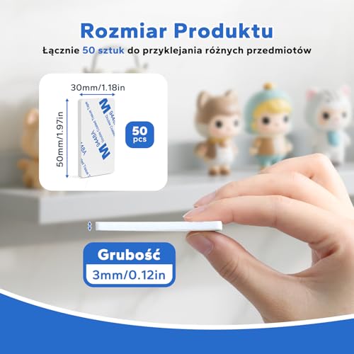 50 Szt Podkładki Samoprzylepne, Dwustronna Taśma Klejąca Pianka, Dwustronne Podkładki Samoprzylepne, Wodoodporne Podkładkis Montażowe dla Domu Biura Samochodu Szkoły, Prostokąt, Biały