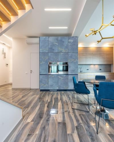 Image of New self-Adhesive Wallpaper and Wall Stickers Oil Proof Water Proof Heat Resistant for Kitchen Backsplash /Hotel /Wallpaper for Living Room /Bedroom & Cafe Walls (Blue)