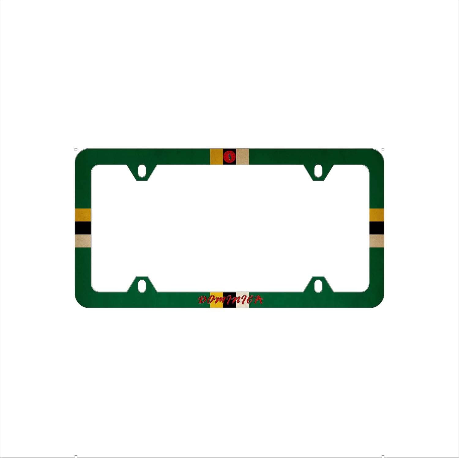 The National Flag of Dominica Country Signs Emblem 4 Holes Aluminum Composite License Plate Frame Vehicles Decoration/Plate and Frame