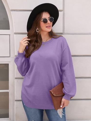 Image of BELAROI Plus Size Sweaters for Women Long Sleeve Shirts Loose Casual Oversized Tunic Sweater Fall Outfits Curved Hem M-5X