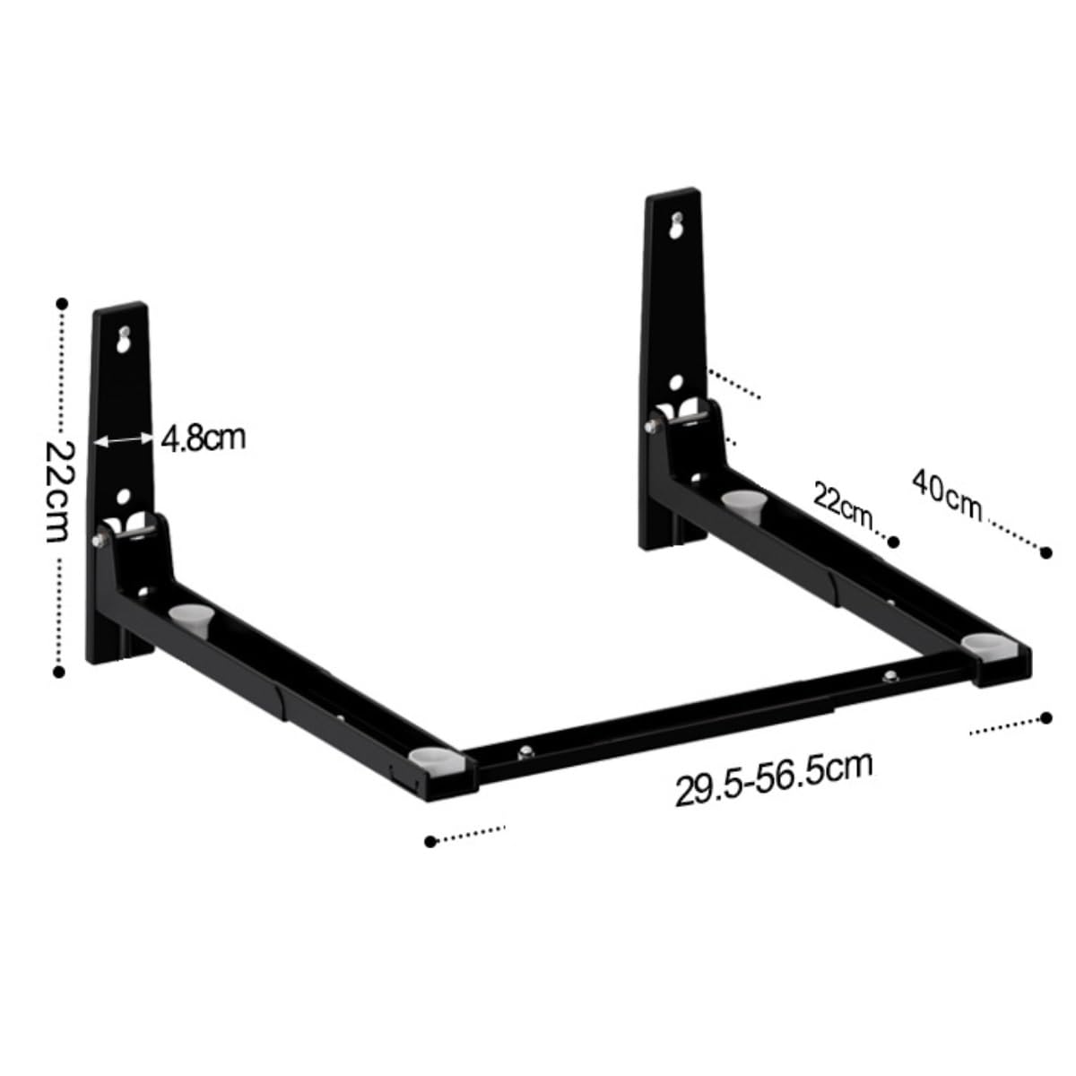 Supporto for forno a microonde da parete, nero, pieghevole, telescopico, ripiano in acciaio inox spesso, moderno, for la casa