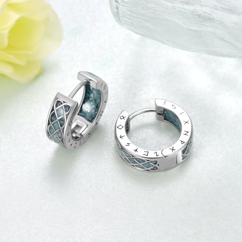 Viking Earrings for Men Women 925 Sterling Silver Rune Celtic Hoop Earring Viking Jewelry Gifts Men Women2