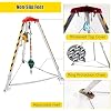 Portable Confined Space Tripod, Foldable Emergency Rescue Tripod Kit, 7-foot Legs, Aluminum Rope Rescue Tripod with Fall Protection for Construction and Industrial Use(1800lbs winch)