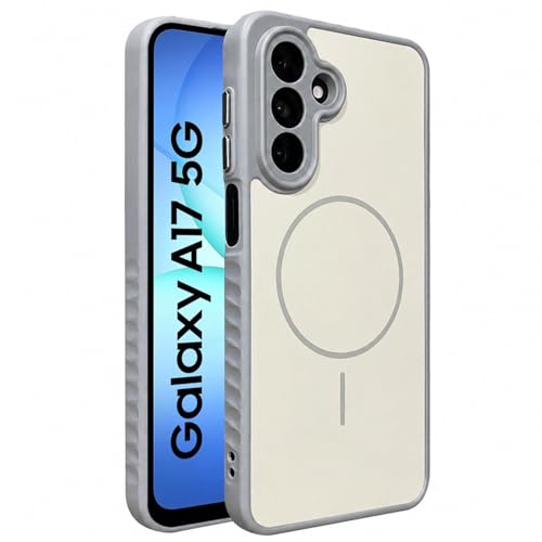 Image of VONZEE Matte Magnetic Case Compatible for Samsung Galaxy A17 Wireless Charging Shockproof Anti-Scratch TPU PC Slim Fit Full Protection Phone Cover for Samsung Galaxy A17-GREY