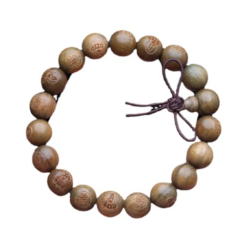 Bracelet bois de santal naturel perles vertes contre le stress quotidien