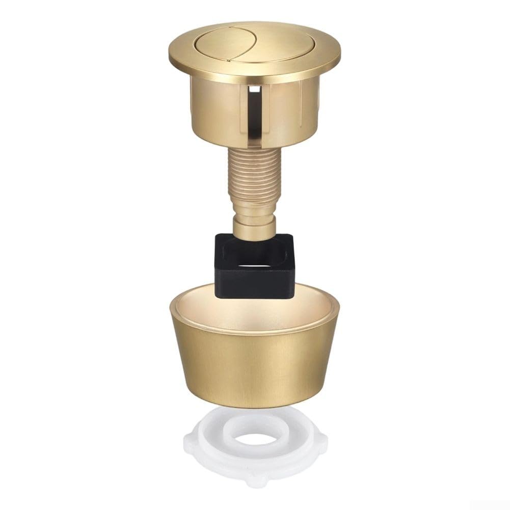 Toilet Flush Button Kit Dual Flush Toilet Push Button Cistern Brushed Brass Finish Bathroom Accessory for 20mm and 40mm Cistern Lid Holes(Brushed gold)