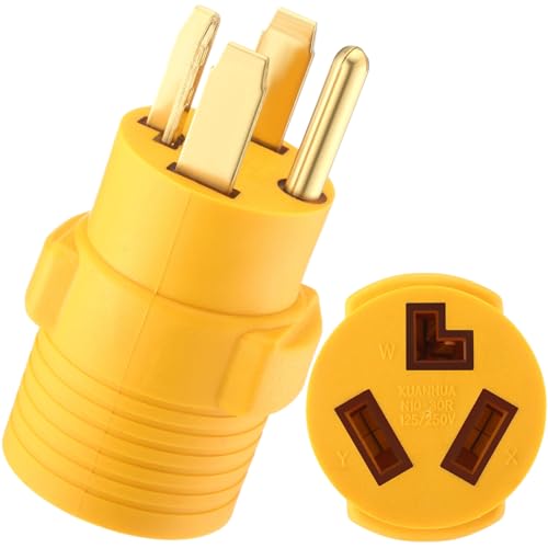 Kanayu Dryer Adapter Compatible with Nema 14-30p to 10-30r, 4 Prong to 3 Prong Adapter Convert 14-30p Plug to 10-30r Receptacle, 220v 30 Amp 4p Newer House Outlet to 3p Older Dryer