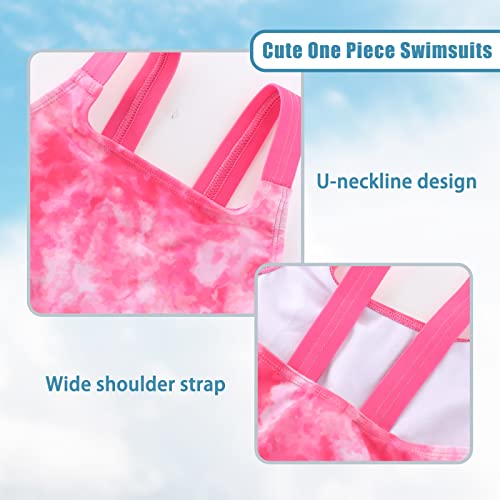 Image of Girls One Piece Swimsuits Tie Dye Bathing Suit for Girls Hawaiian Swimwear 3-16 Years