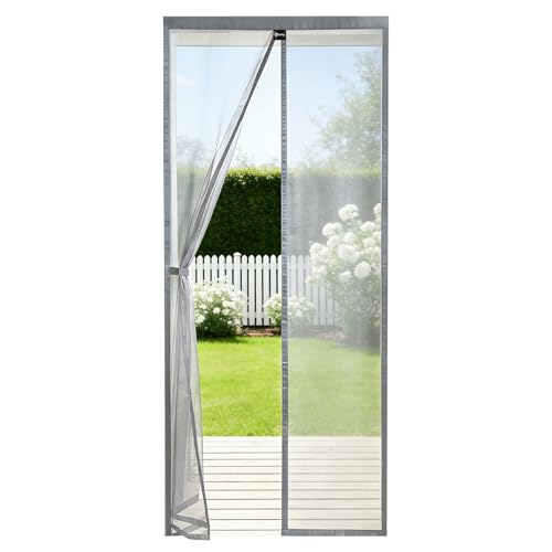 Sekey Fliegengitter Tür für Balkontür Magnet Insektenschutz Türvorhang Moskitonetz 90x210 cm Grau – Ansicht 1