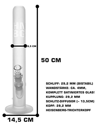 Heisenberg Glasbong Big Fat Joe HNBG Sandblasted Rauchgerät mit 29.2er Schliff, Diffuser-Chillum und Trichter-Glaskopf – Bild 6