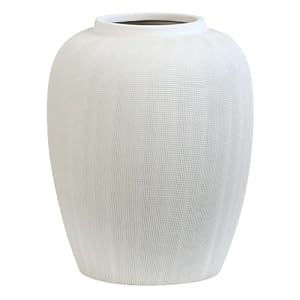 Olly & Rose Rhodes Vase – Flower Vase – White Ceramic Vases Patterned 20cm 8 Inch