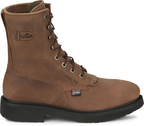 Justin Work Livestock 8” Steel Toe Men's Industrial & Construction Shoes, Premium Full Grain Leather, J-Flex Insole, Slip-Resistant3