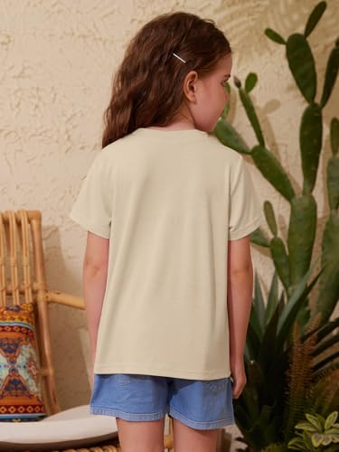 Image of ZDC Girls' Short Sleeve Shirts Kids Crewneck T-Shirts Summer Tops Basic Tees 5-14 Years