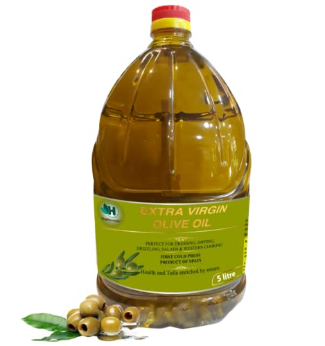 Image of Healthy Roots 100% Spanish Extra Virgin Olive Oil 5 L - Imported From Spain - Cold Pressed Olive Oil For Cooking, Salad Dressing And Sauteing.