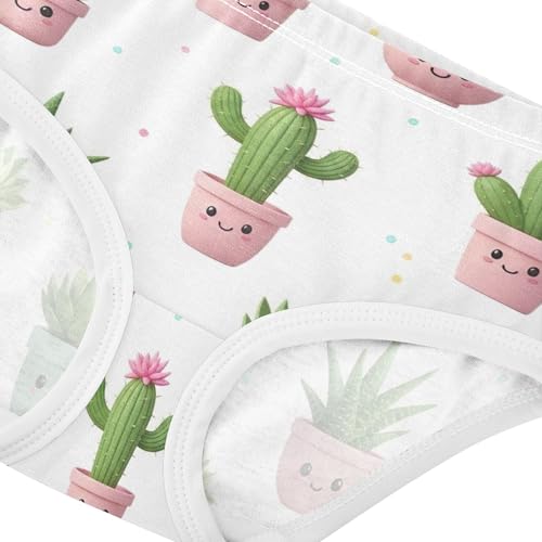 Fun Toddler Girls Underwear 2t Cotton Panties Little Girl Cute Cartoon Succulents Pink Green Briefs Girls Undies4
