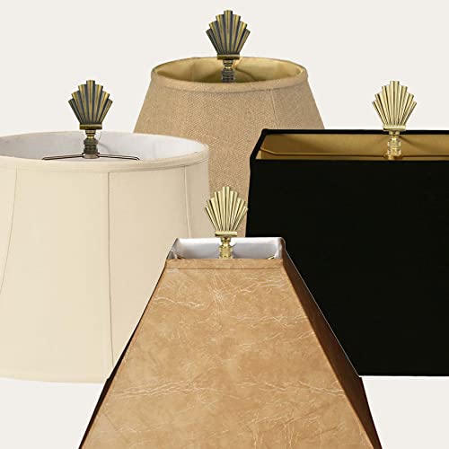 Image of Royal Designs Art Deco Motif 3 inch Lamp Finial for Lamp Shade, Polished Brass - Set of 2