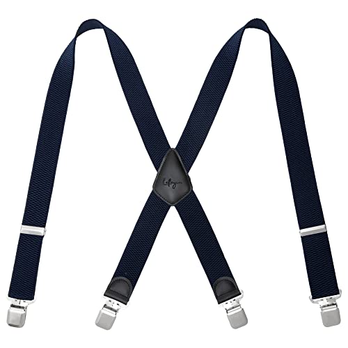 Lafayon Bretelle Uomo 4 Clips X-Back Larghezza 4 cm Elastiche Regolabili e Resistenti con Clips Durevoli in Metallo