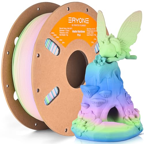 Image of ERYONE Matte Rainbow 3D Printer PLA Filament 1.75 + /- 0.03mm, Matte Muticolor Filament PLA 1KG(2.2LBS) Spool, Watercolor Rainbow