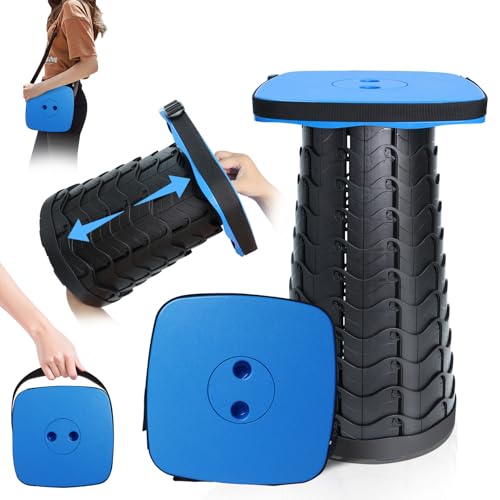 Deer's Life Square Portable Folding Stool, 2024 Upgrade Full Color Collapsible Stools for Adults Heavy Duty 485lbs Yet Small Lightweight Telescoping Retractable Camping Stool for Travel Outdoor Indoor