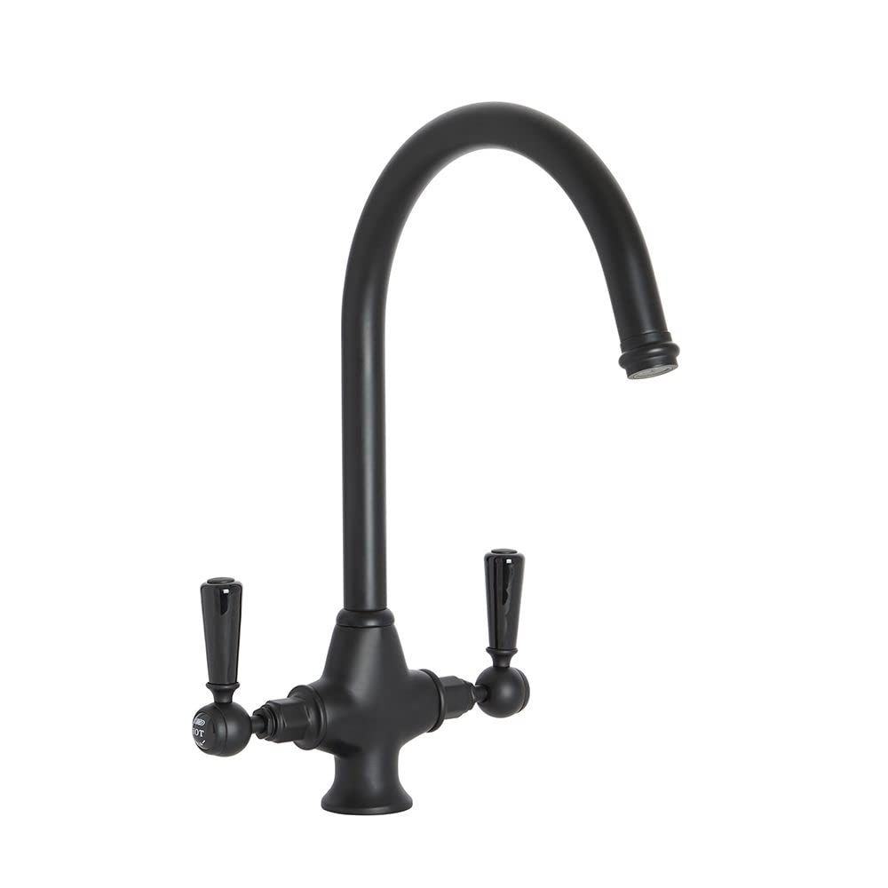 Milano Elizabeth Traditional Lever Handle Kitchen Sink Mixer Tap Swivel Spout - Black