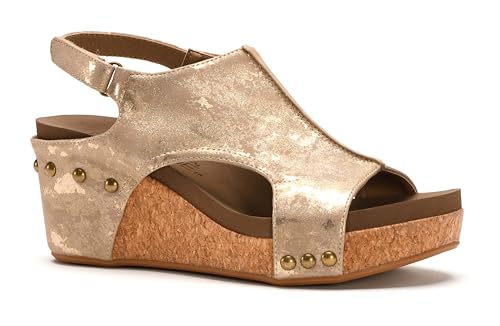 Image of Corkys Footwear Womens Carley Wedges, Featuring Corkys EVA Foam Cushioned Insoles, A 2.5 Inch Heel, Lightweight For All Day Wear, And Hook And Loop Closure