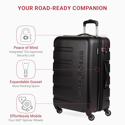 Image of SWISSGEAR 7366 Expandable Hardside Spinner (Medium Checked, Black)