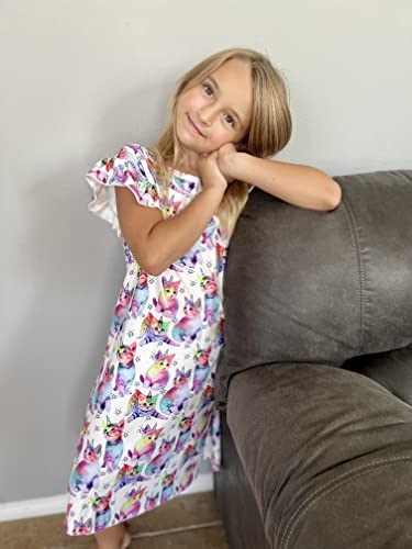Unifaco Girls Nightgowns Cat Printed Sleepwear Cute Princess Pajamas Dresses Homewear Shirt (01 Kitten, 11-12 Years) #TOP3
