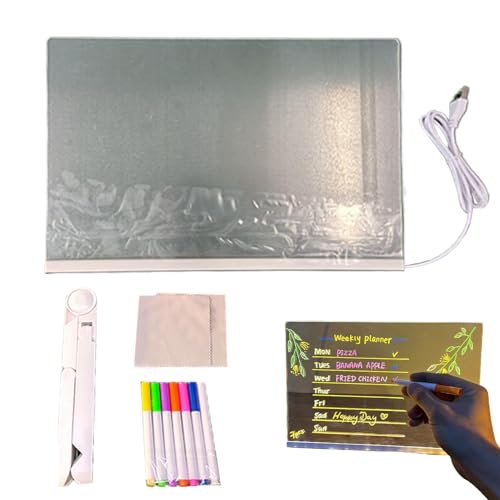 Pizarra LED de borrado en - Pizarra de borrado en iluminada Pizarra de mensajes acrílica iluminada, Pizarra luminosa LED para mensajes personalizados | Letrero de neón luminoso,