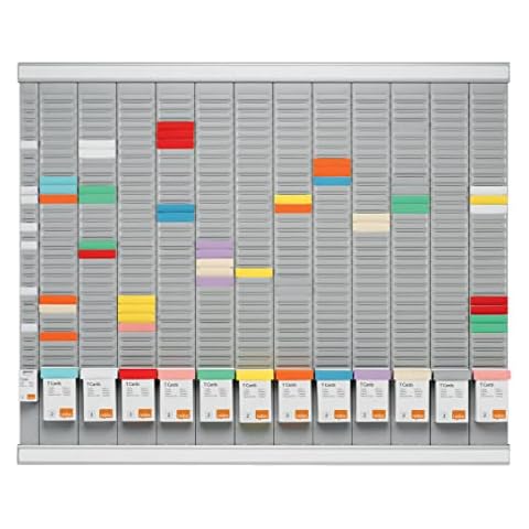 Nobo T-Card Annual Planning Kit, Wall Mount, 12 Columns & 32 Slots, Size 2, Includes T-Cards & Index Column, 32938864 Cover